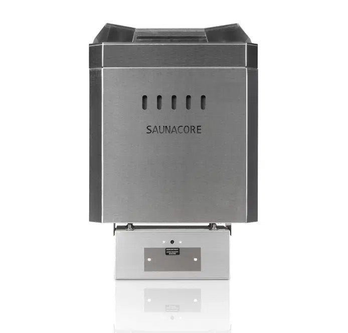 Sauna Core stainless steel electric sauna heater on white background