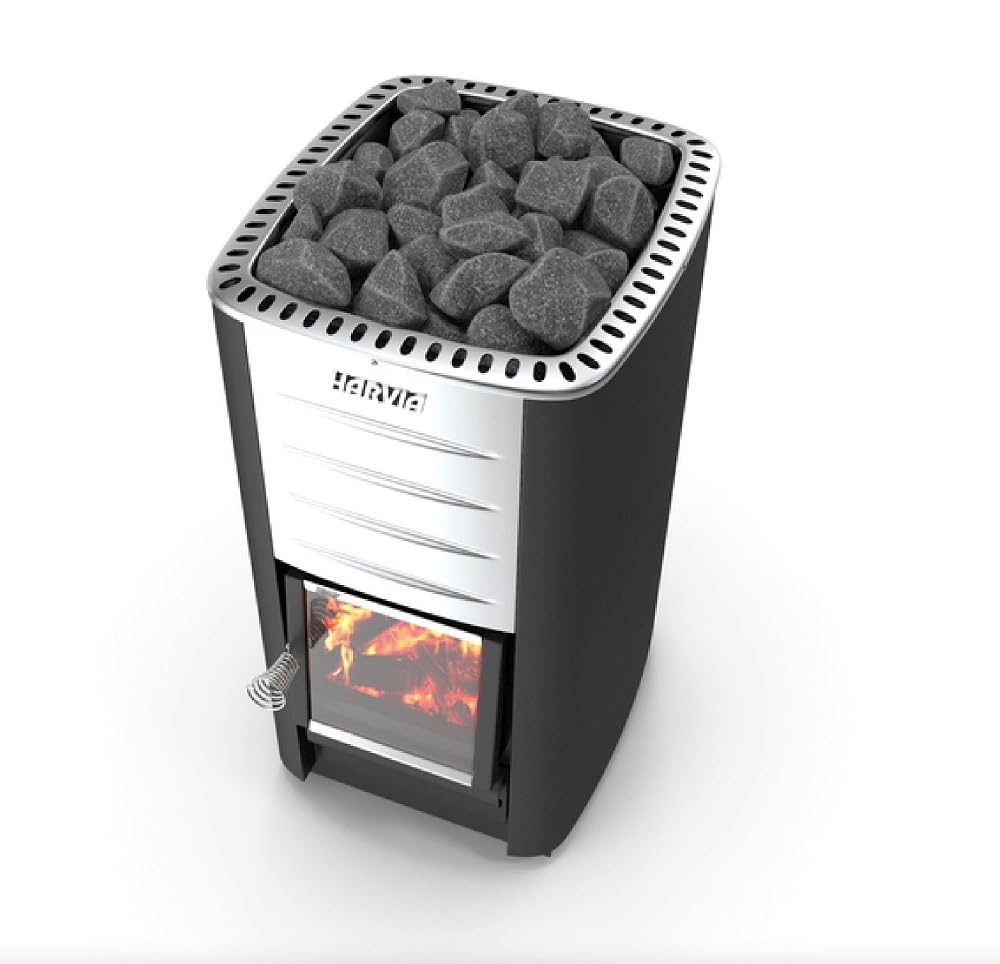Top-down view of Harvia M3 wood-burning sauna stove product image isolated on a clean white background